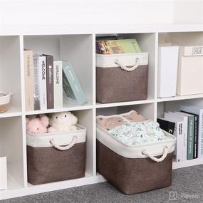 img 2 attached to Bidtakay Baskets: 3-Pack Decorative Fabric Storage Bins – Organize Your Nursery, Closet, or Bathroom