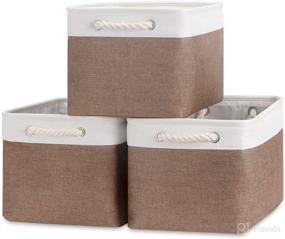 img 4 attached to Bidtakay Baskets: 3-Pack Decorative Fabric Storage Bins – Organize Your Nursery, Closet, or Bathroom