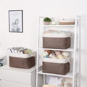 img 3 attached to Bidtakay Baskets: 3-Pack Decorative Fabric Storage Bins – Organize Your Nursery, Closet, or Bathroom