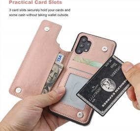 img 2 attached to Stylish Wallet Case For Samsung Galaxy A32 5G 6.5-Inch With Card Holder, Kickstand, And Shockproof Cover - PU Leather Double Magnet Clasp - Rose Gold Color - By ONETOP