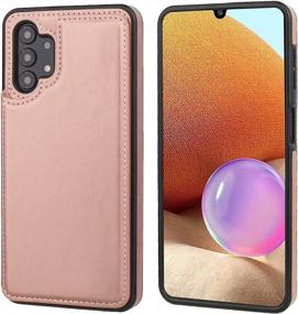 img 3 attached to Stylish Wallet Case For Samsung Galaxy A32 5G 6.5-Inch With Card Holder, Kickstand, And Shockproof Cover - PU Leather Double Magnet Clasp - Rose Gold Color - By ONETOP