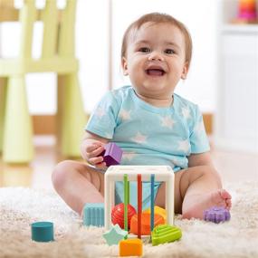 img 1 attached to 🔲 Sensory Shape Sorter Baby Blocks with Colorful Textured Balls - Montessori Learning Activity for Early Development, Fine Motor Skills - Infants, Toddlers, Kids - Boys, Girls 18+ Months Old