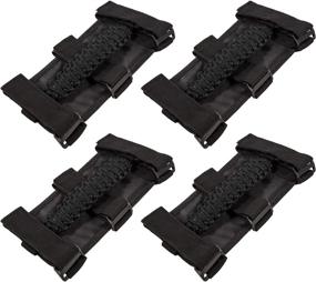 img 4 attached to 🚗 Premium Paracord Roll Bar Grab Handles for Jeep Wrangler YJ TJ JK JKU JL JLU Sports Sahara Freedom Rubicon Unlimited X Gladiator JT 1955-2022 UTV ATV - Black