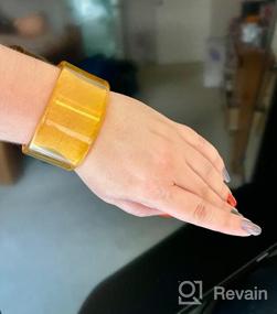 img 5 attached to 💎 Colorful Acrylic Resin Geometric Open Bracelet – Wide Cuff Bangle for Women & Girls, Transparent – Pingyongchang Jewelry Gift