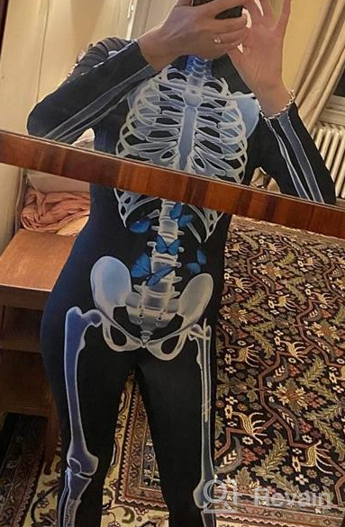 img 1 attached to Spooky Chic: Fixmatti Women'S Long Sleeve Skull Print Jumpsuit For Halloween Parties review by Edward Taylor