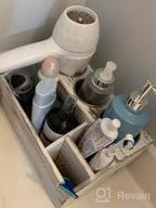 img 1 attached to Wooden Hair Tool Organizer By Tukuos - Vintage Countertop Bathroom Organizer With 6 Compartments For Curling Iron, Flat Iron, Blow Dryer, And Styling Accessories (Brown) review by Heather Reyes