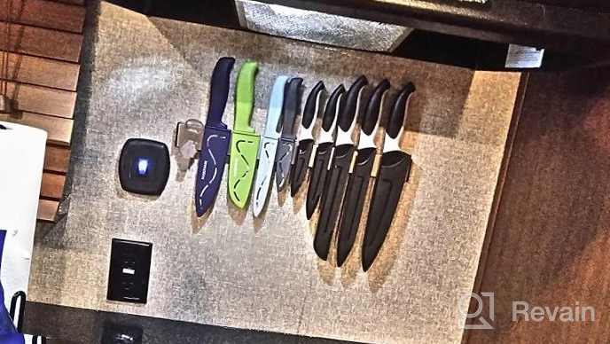 img 1 attached to 🔪 Magnetic Knife Holder for Wall, Enkrio 16 Inch - Black Stainless Steel - Knife Magnetic Strip - No Drilling - Kitchen Magnet Knife Holder Strip - Knife Rack - Knife Bar review by Clarence Calcara