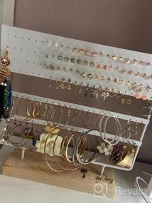 img 8 attached to 124-Hole Earring Organizer Stand With Wooden Tray - Perfect For Home Use & Jewelry Display, White