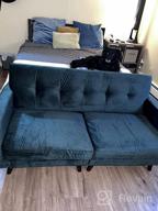 img 1 attached to Stylish And Space-Saving Emerald Green Velvet Loveseat Sofa With Tufted Design And Sturdy Wood Legs review by Douglas Hall