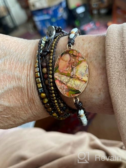 img 1 attached to Plumiss Boho Handmade Natural Stone 🌸 3 Wrap Bracelet: A Stunning Collection for Women review by Joseph Elvis