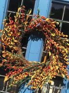 img 1 attached to Fall Harvest Wreath With Red And Yellow Berries - 18 Inch Autumn Decoration For Front Door, Wall, Window, Or Fireplace - Perfect For Thanksgiving Decorating - Lvydec Artificial Berry Wreath review by Josh Andrews