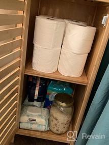 img 8 attached to Бамбуковый высокий тонкий шкаф для хранения в ванной комнате с затворной дверью и 3-мя ярусными полками | Отдельностоящий органайзер для льняной башни для гостиной, кухни, ванной комнаты
