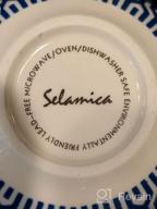 img 1 attached to Set Of 6 Selamica Ceramic 2.6 OZ Square Dipping Bowls - Vintage Blue Soy Sauce Dishes, Ketchup Side Dish Ramekins For BBQ & Oven Safe Stackable review by Ashley Perez