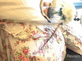 img 6 attached to Twin XL FADFAY 100% Cotton Shabby White Floral Bed Sheet Set W/ Green Leaves - 4Piece