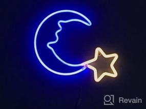img 5 attached to Синий светодиодный неоновый световой знак Настенный декор для детской спальни - ночник в виде полумесяца с питанием от USB, рождественский подарок на день рождения (NEMBSWW)