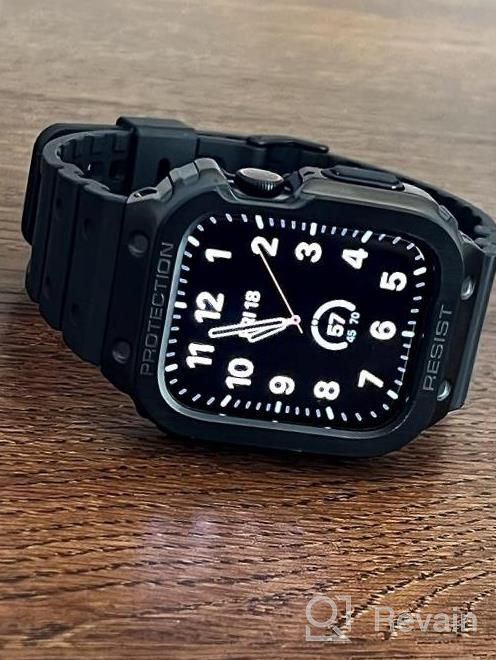 img 1 attached to Apple Watch 45Mm Series 8/7 Moving Fortress Rugged Metal Bumper Case With TPU Military Strap Protective Cover Accessories Compatible For Men review by Jennifer Hirsch