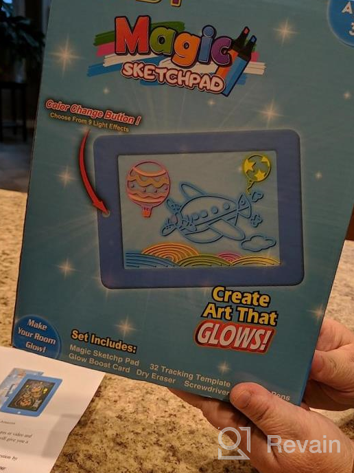 img 1 attached to OBUBY Educational Light Up Drawing Board Ultimate Tracing Pad With 9 LED Effects For 3-5+ Ages Boys And Girls, Glow In The Dark Art Doodle Color Set (Pink) review by Todd Gill