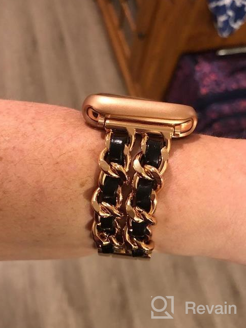 img 1 attached to Rose Gold Bling Diamond Rhinestone Apple Watch Band - Compatible With Series 8 7 6 5 4 3 2 1 SE (38Mm/40Mm/41Mm) review by Corey Kim