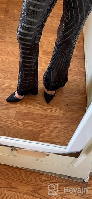 img 1 attached to Sparkle In Style: AZOKOE Sequin Bell Bottoms - Women'S High Waist Wide Leg Palazzo Lounge Pants review by Christopher Tillman