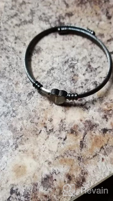 img 1 attached to VQYSKO Stainless Girls' Jewelry: Personalized Initial Engraved Bracelet review by Brittany Archuleta