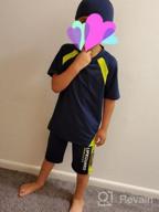 img 1 attached to 🏊 Premium Boys Swimsuits Set: UPF50+UV Swimwear with Rash Guard & Hat for Kids 4-14 Years review by Ken Lawson