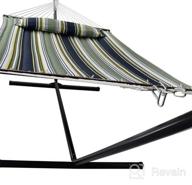 img 1 attached to Relax In Style With Sorbus 2-Person Premium Cotton Hammock With Stand And Pillow - Heavy Duty Portable Hammock For Garden, Patio, And Outdoor Adventures review by Doug Bundy