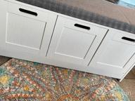 img 1 attached to Storage Bench With 2 Cabinets, Drawer And Cushion - Entryway Organizer For Shoes, Home Office Or Bedroom - Grey review by Omar Svagera