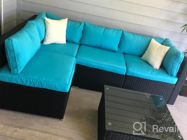 img 1 attached to 7 Piece Outdoor PE Rattan Wicker Sofa Set With Tea Table & Cushions - All Weather Sectional Patio Furniture Conversation Sets By Wonlink. review by Adam Smith