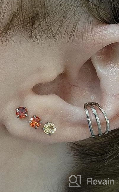 img 1 attached to Stylish 12 Pairs CZ Ear Stud Mixed Colors Set: Stainless Steel Barbell Studs & Helix Tragus Piercing Earrings review by Melody Young