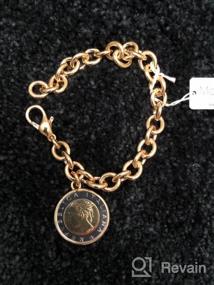 img 4 attached to 💎 Miabella 18K Gold-Plated Italian Genuine 500-Lira Coin Charm Rolo Link Chain Bracelet for Women, Handcrafted in Italy