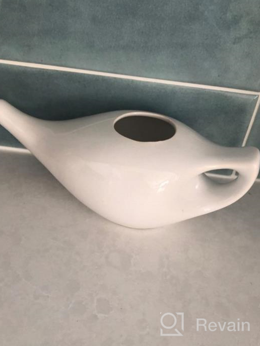 img 1 attached to Premium Handcrafted Ceramic Neti Pot - 225 Ml. White Color Nose Cleaner For Sinus Relief, Dishwasher Safe review by Mack Douglas