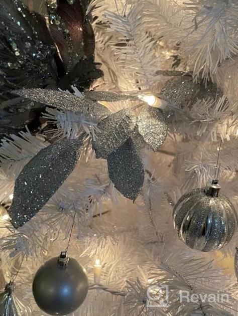 img 1 attached to 6 Pcs Silver Glittered Artificial Leaf Spray Picks 24" Tall For Christmas Winter Wedding Wreath Tree Swag Floral Arrangment Vase Bouquets Table Centerpieces Decoration review by Bob Schultz