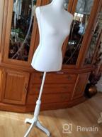 img 1 attached to Showcase Your Designs With Style: Sandinrayli Female Canvas Mannequin Torso Dress Form In Beige With Black Tripod Stand review by Jarrett Young