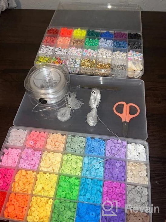 img 1 attached to DIY Jewelry Making Kit: 10500Pcs Of Polymer Clay Beads In 42 Colors With Charms And Elastic Strings review by Michelle Moore