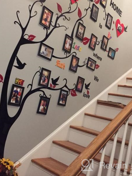 img 1 attached to Beddinginn 3D Family Tree Picture Frame，Tree Wall Decals，Family Picture Frame Collages For Wall And Living Room 90×68 Inches (Red Leaves Right,，Large) review by Jay Williamson