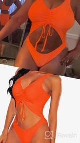 img 4 attached to VamJump Womens V Neck Swimsuit Tie Ruched Cut Out Monokini High Leg One Piece Bathing Suit