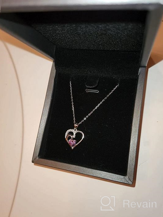 img 1 attached to Cranmadia Birthstone Necklace: A Stunning Sterling Silver CZ Heart Pendant for Christmas, Birthdays, and More! review by Mack Douglas