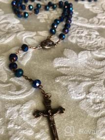 img 7 attached to Nazareth Store Vintage Religious Rosary Necklace with Deep Blue Crystal Beads, Catholic Prayer Pendant including Jerusalem's Holy Soil Medal and Cross - Holy Land Antique Rosaries Collection