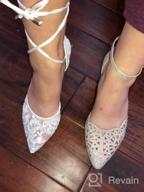 img 1 attached to Ivory Lace Mesh Wedding Shoes: Comfortable Mid Heel, Ankle Strap, Pointy Toe Pumps review by Brad Arthur