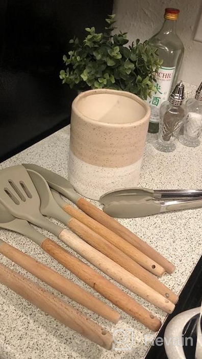 img 1 attached to Complete 14-Piece Silicone Kitchen Utensil Set – Heat Resistant And BPA Free – Perfect For Non-Stick Cookware – Includes Turner Tongs, Spatula, Spoon, Brush, Whisk, And Wooden Holder review by Becky Burnett