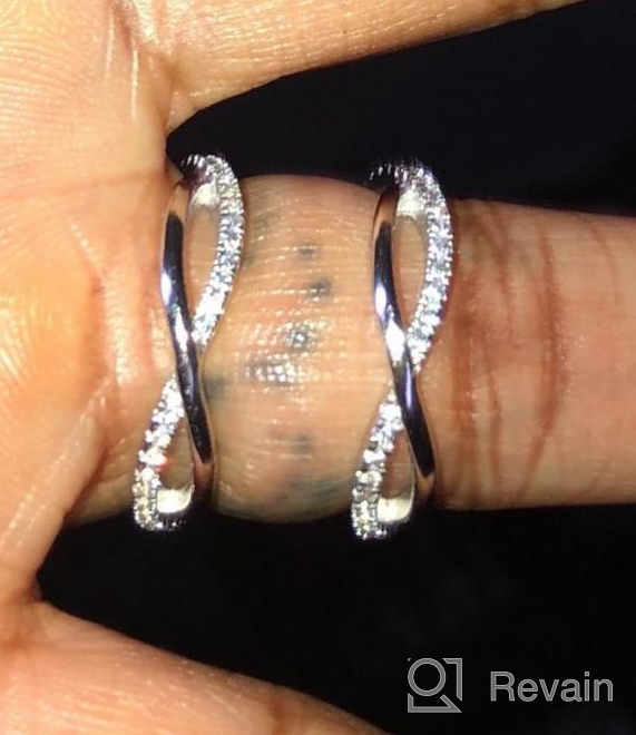 img 1 attached to 💍 Diamonbella 10 Hearts & Arrows Simulated Diamond Double Infinity Ring Set: Sparkling 81 Facets, Solid 925 Silver Band review by Justin Sharp