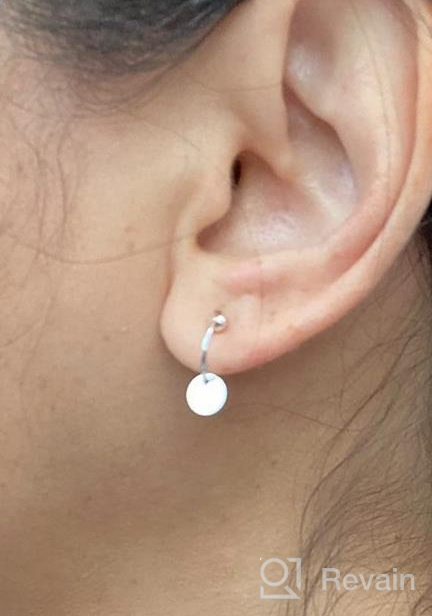 img 1 attached to 👂 Sterling Silver Disc Drop Dangle Ball Bead Small Hoop Earrings- Stylish and Nickel Free 8mm. Perfect for Women, Girls and Cartilage Piercings! review by Mark Repp