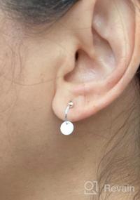 img 6 attached to 👂 Sterling Silver Disc Drop Dangle Ball Bead Small Hoop Earrings- Stylish and Nickel Free 8mm. Perfect for Women, Girls and Cartilage Piercings!