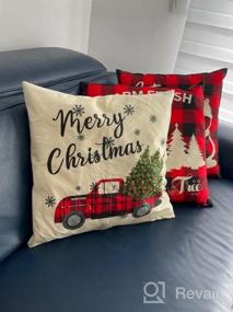 img 7 attached to Transform Your Home For The Holidays With HAJACK'S Christmas Pillow Covers - Set Of 4 Festive 18X18 Inches Throw Pillow Cases In Buffalo Plaid, Perfect For Winter And Christmas Decorations