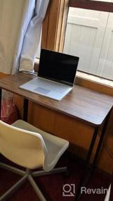 img 5 attached to Компактный складной стол: идеальная рабочая станция для письма и учебы в домашнем офисе - серый стол для ноутбука WOHOMO