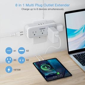 img 2 attached to TESSAN 5-Outlet And 3-USB Multi-Plug Outlet Extender With Surge Protection For Ultimate Home And Office Convenience