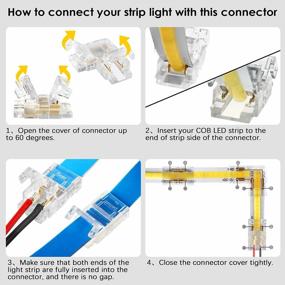 img 1 attached to RGBZONE 10Pcs 2 Pin 8Mm COB LED Strip Connector Kit, Gapless Strip To Wire Connectors×2,Strip To Strip Connectors×4,L-Shaped Connectors×4 For 2Pin 8Mm COB LED Strip Lights