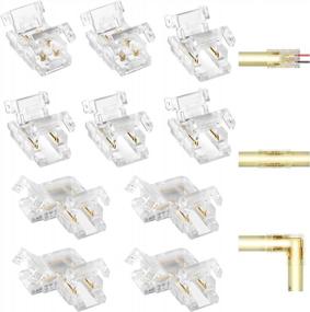 img 4 attached to RGBZONE 10Pcs 2 Pin 8Mm COB LED Strip Connector Kit, Gapless Strip To Wire Connectors×2,Strip To Strip Connectors×4,L-Shaped Connectors×4 For 2Pin 8Mm COB LED Strip Lights