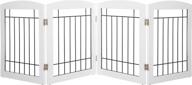 pawland wire free standing pet gate for dogs, foldable dog safety fence indoor doorway stairs 80" wide 24" height 4 panels white logo
