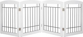 img 4 attached to PAWLAND Wire Free Standing Pet Gate For Dogs, Foldable Dog Safety Fence Indoor Doorway Stairs 80" Wide 24" Height 4 Panels White
